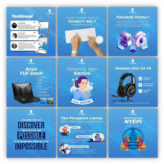 JJ Computer: Portfolio Jasa Kelola Instagram Toko Komputer Bali oleh Creativism