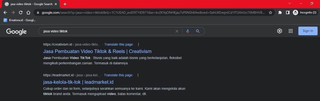 Contoh long tail keyword
