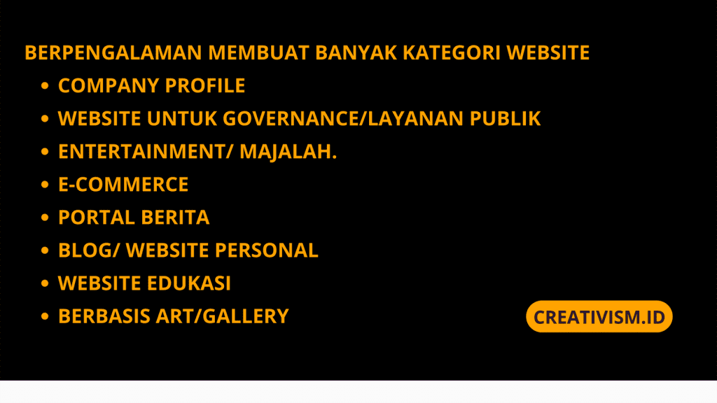 Kategori Website yang Dapat Creativism Kreasikan
