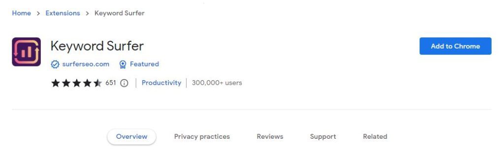 Chrome Extension untuk SEO 1 Keyword Surfer