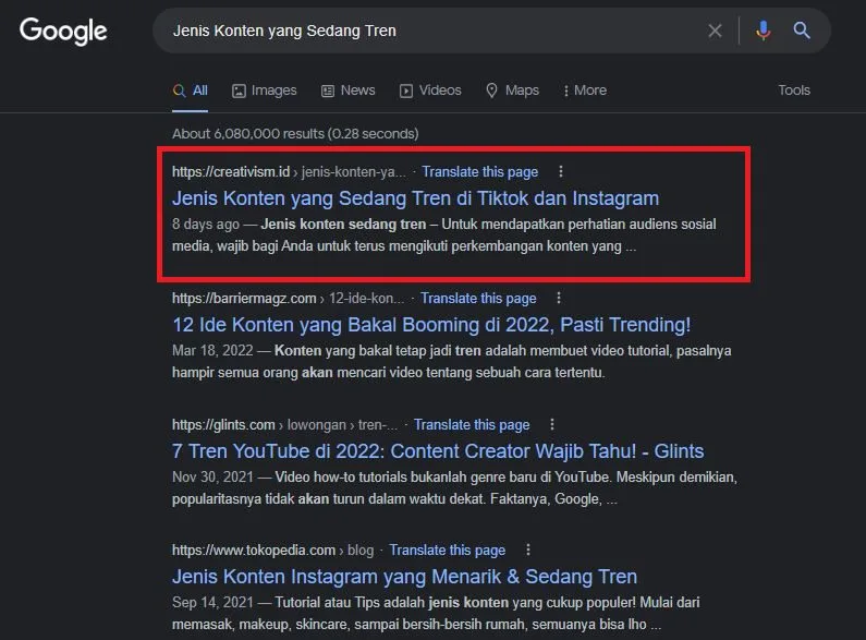 Jasa SEO Indonesia dan Data Kinerja Keywordnya