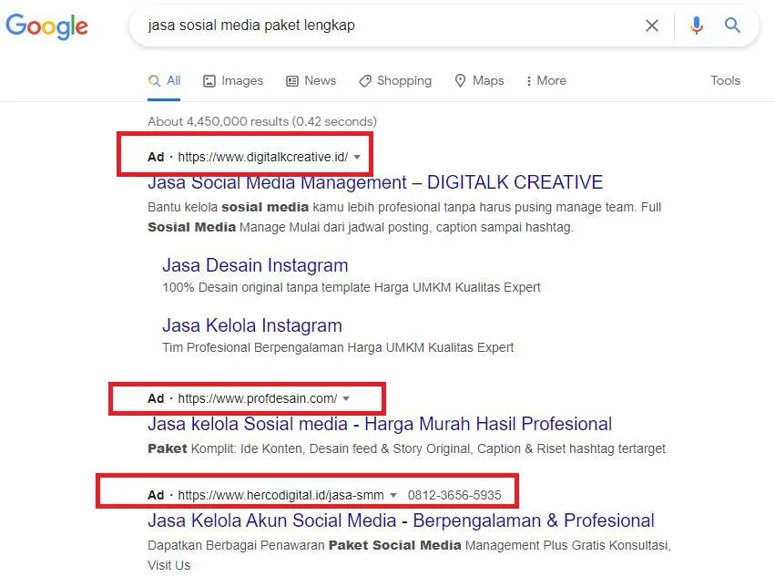 Contoh Iklan Google