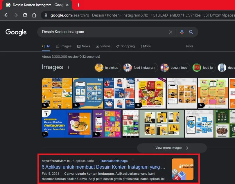 Keyword desain konten instagram