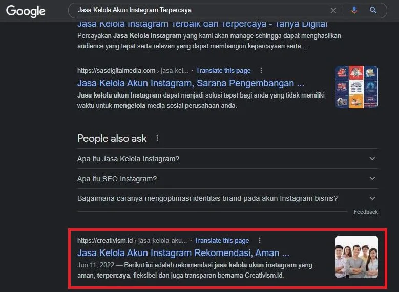 Keyword jasa kelola akun instagram terpercaya