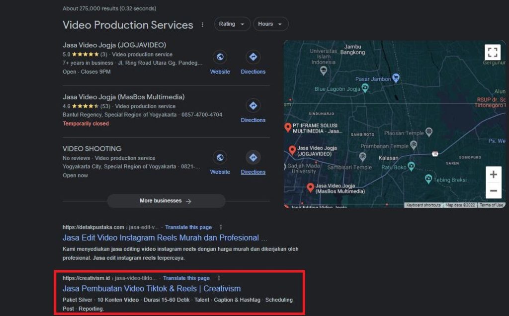 Kinerja Keyword Creativism Jasa Video Reels