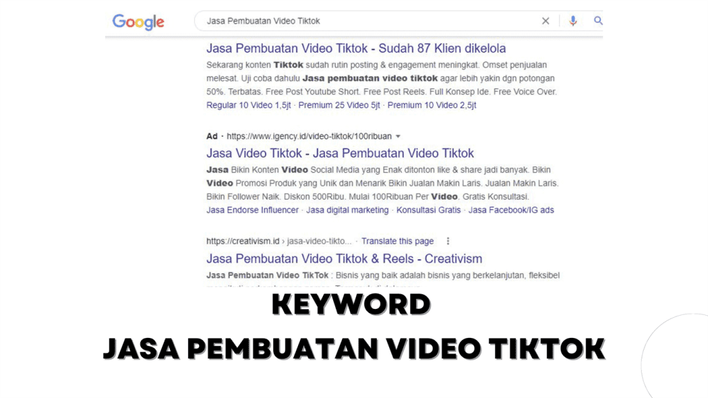 Hasil Kinerja Konsultan SEO untuk Keyword Jasa Pembuatan Video TikTok