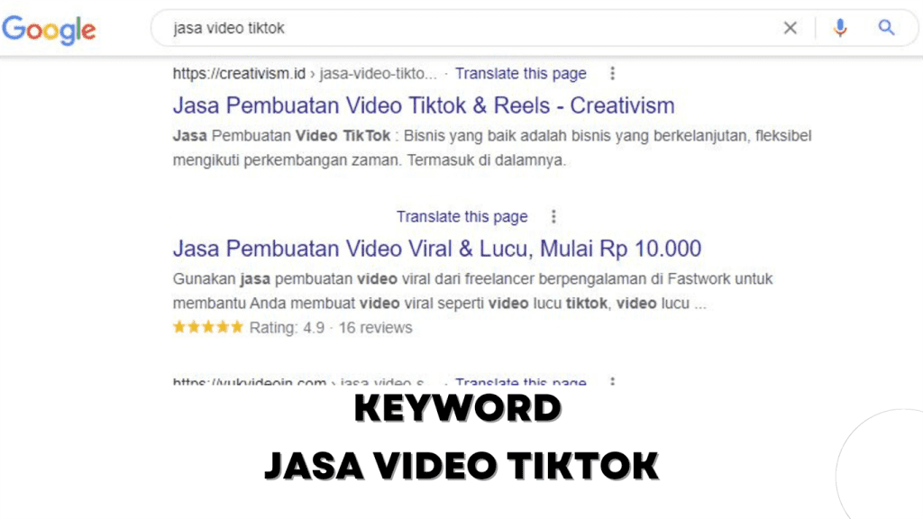 Hasil Kinerja Creativism Sebagai Jasa SEO Jogja Terbaik untuk Keyword Jasa Video TikTok