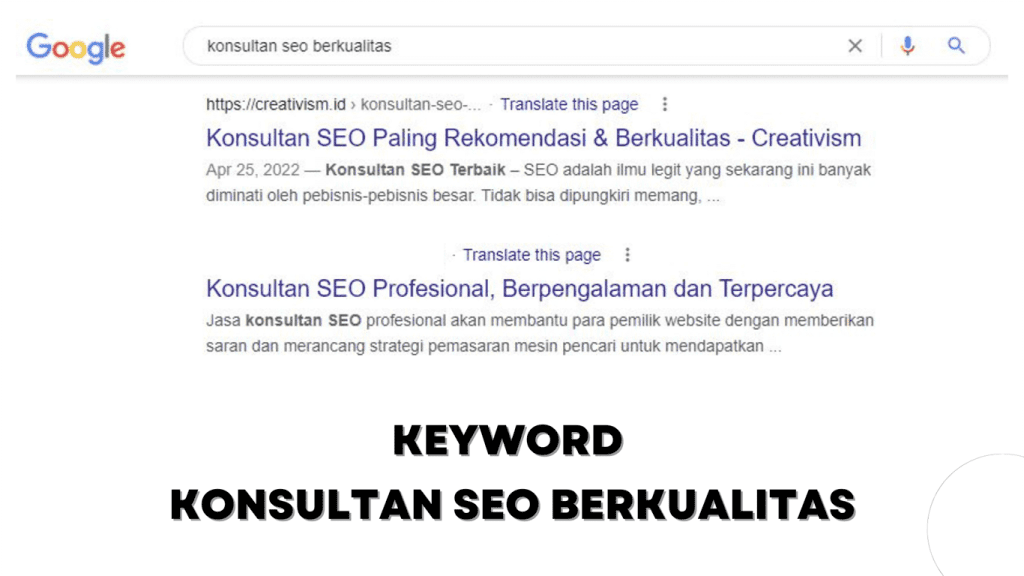 Hasil Kinerja Keyword Konsultan SEO Berkualitas