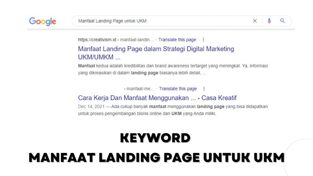 Keyword Manfaat Landing Page untuk UMKM