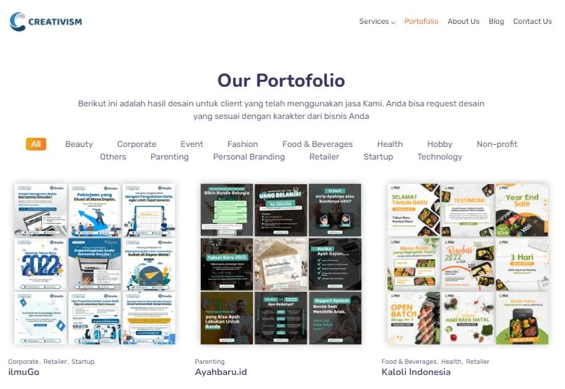 Portofolio Jasa Kelola Instagram Terpercaya Creativism