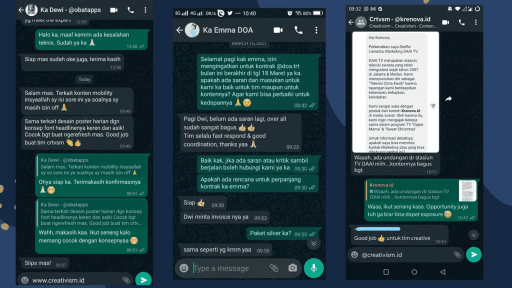 Testi Jasa Pengelolaan Sosial Media Terpercaya Milik Creativism