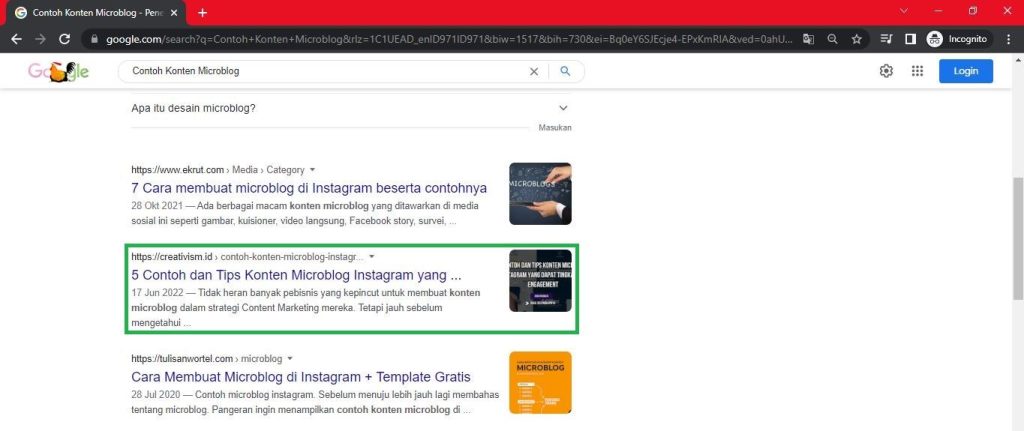 Portofolio Keyword Jasa SEO Terbaik Creativism