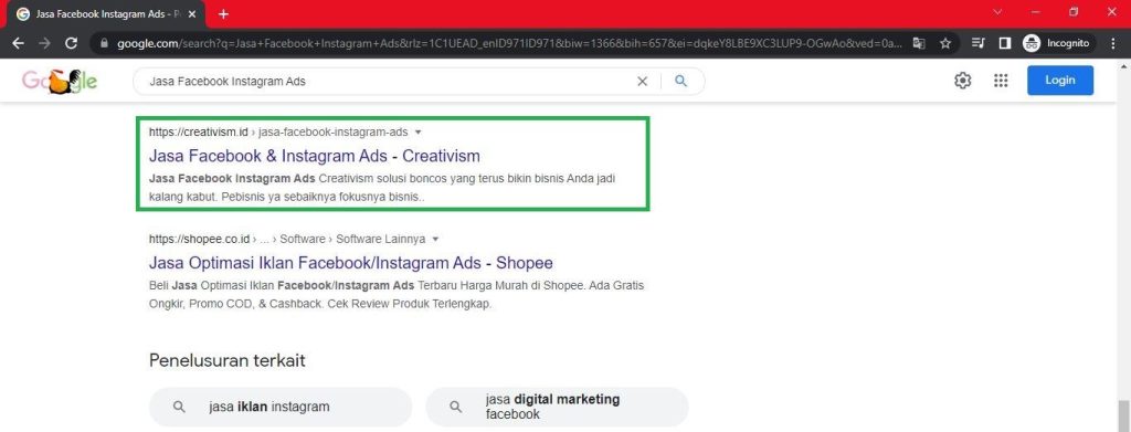 Portofolio Keyword Jasa SEO Terbaik Creativism