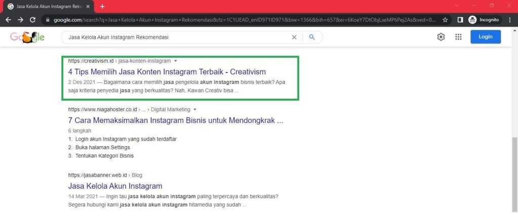 Keyword Jasa Kelola Akun Instagram Rekomendasi Halaman Pertama Google Baris ke 7