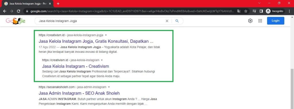 Portofolio Keyword Jasa SEO Terbaik Creativism