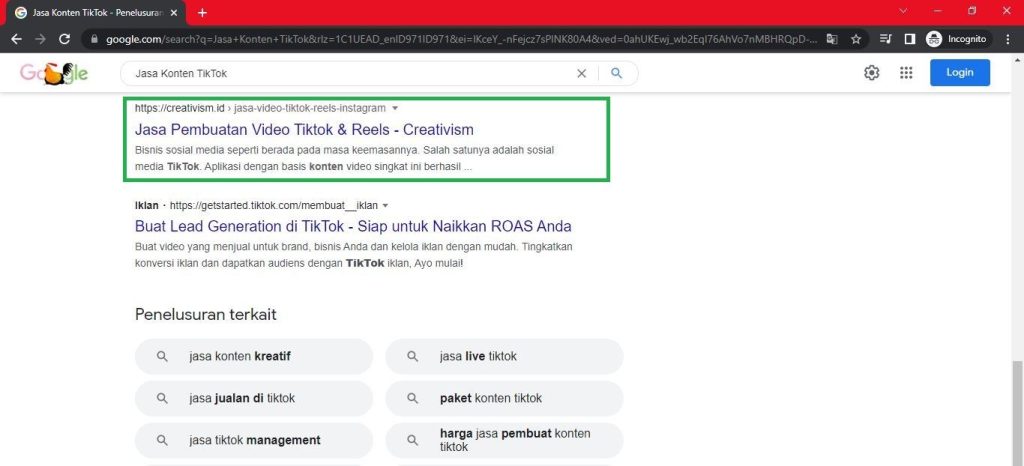Portofolio Keyword Jasa SEO Terbaik Creativism