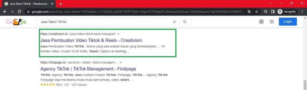 Portofolio Keyword Jasa SEO Terbaik Creativism