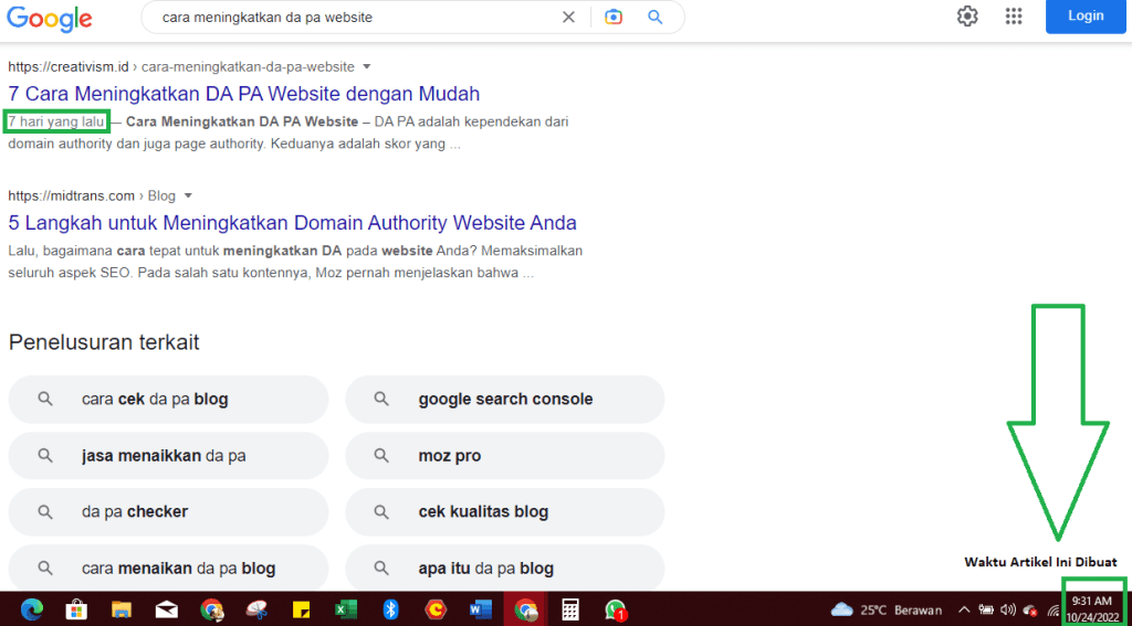 Contoh Keyword Creativism yang Masuk Halaman 1 Google