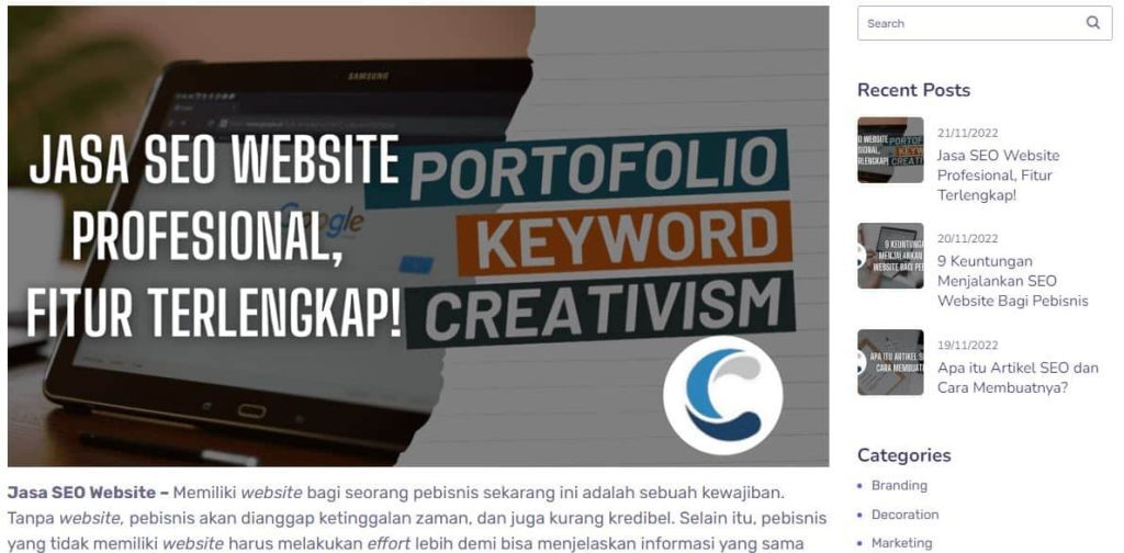 Contoh Blog SEO