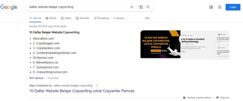 Contoh Featured Snippets