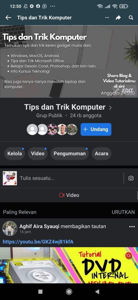 Menggunakan Grup Facebook