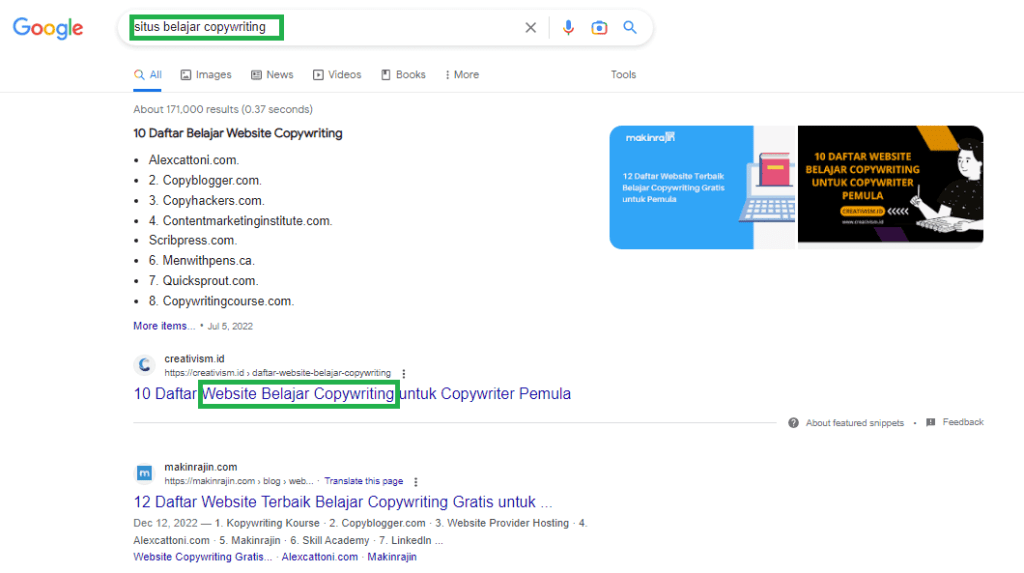 Uji Coba Pencarian Keyword
