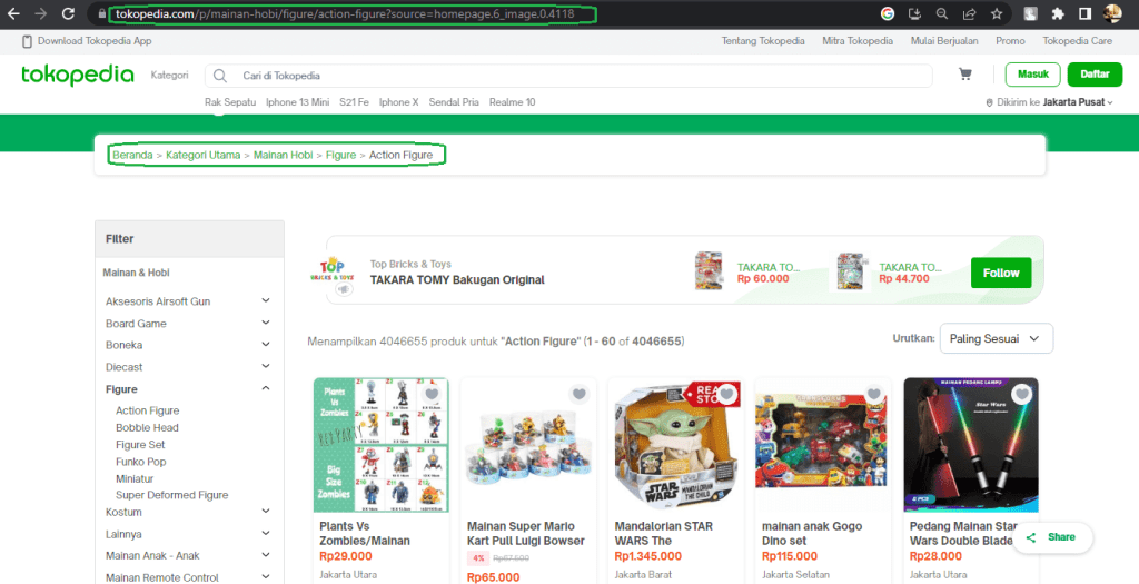 Breadcrumbs di Toko Online