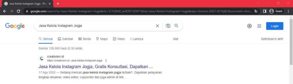Hasil SEO Copywriting Creativism