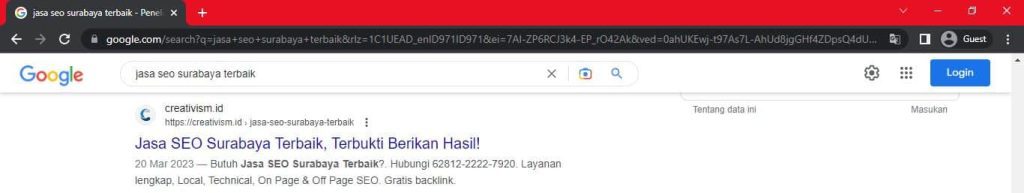 Hasil SEO Creativism