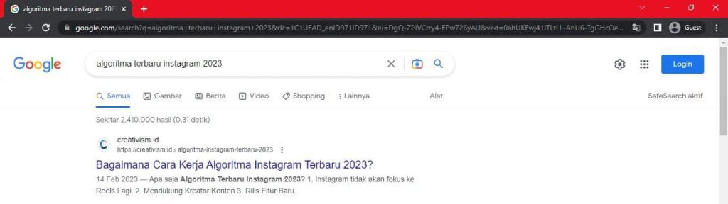 Keyword Algoritma Terbaru Instagram Creativism