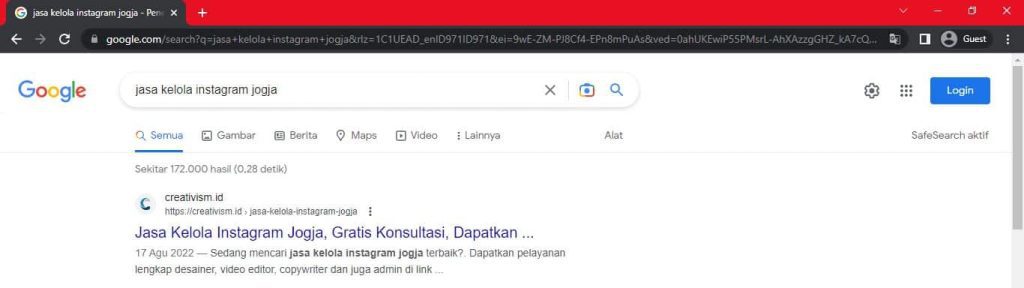 Portofolio Keyword Jasa SEO Jogja Bulanan