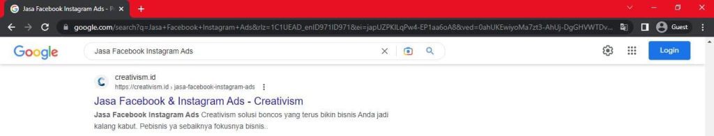 Persaingan Keyword Website Creativism