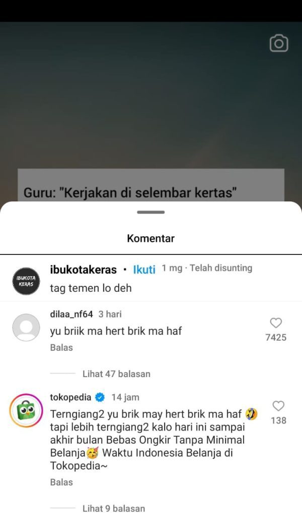 Strategi Komentar Akun Official