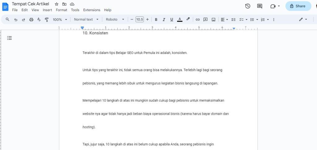 Belajar SEO untuk Pemula: Cek Ulang Konten Artikel