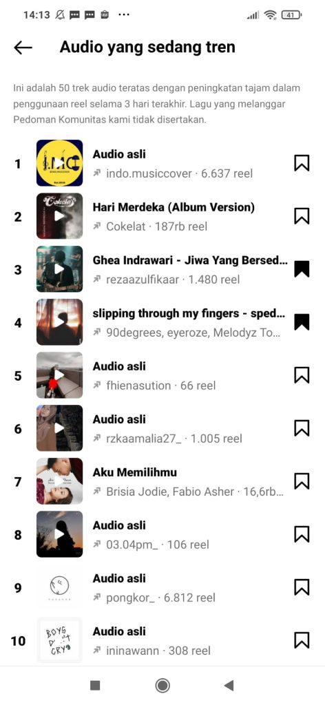 Laman Audio Trending Instagram