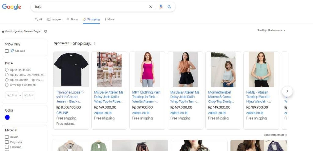 SERP Terbaru Google untuk Shopping
