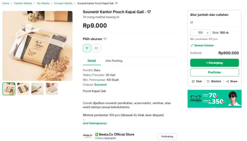 Contoh Halaman Produk di Tokopedia