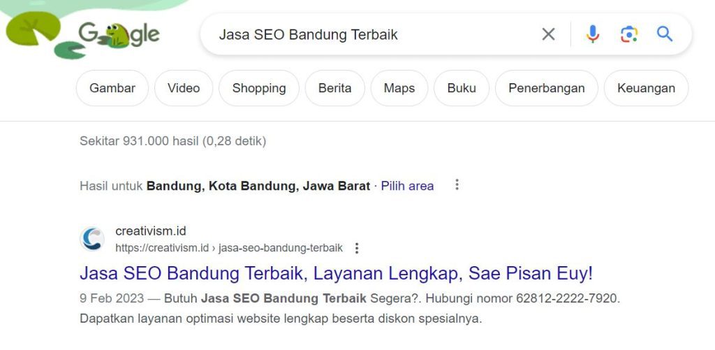 Hasil Optimasi Website Tim Creativism