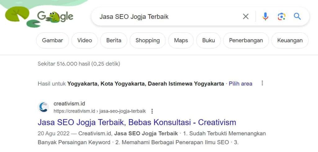 Portofolio Keyword Jasa SEO Google Terbaik