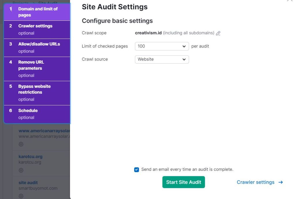 Cara Melakukan Audit Website di SEMrush