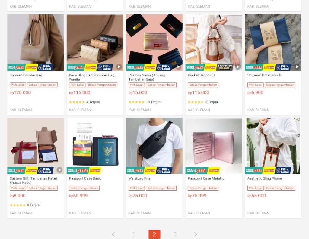 Contoh Pagination di Web E commerce