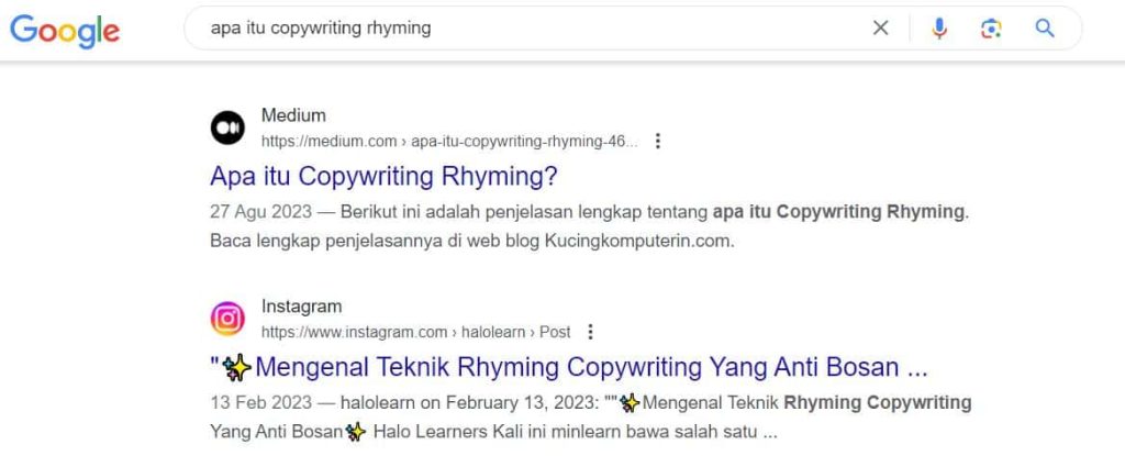 Hasil Optimasi SEO Medium