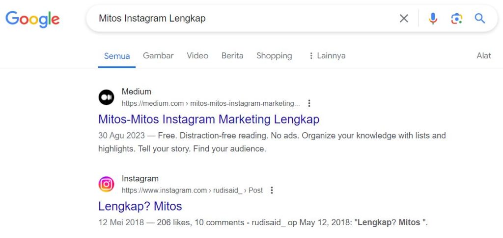 Hasil Optimasi SEO Medium