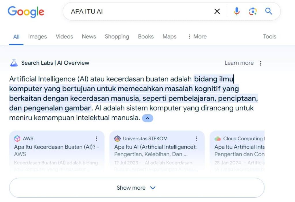 SERP dengan AI Overview