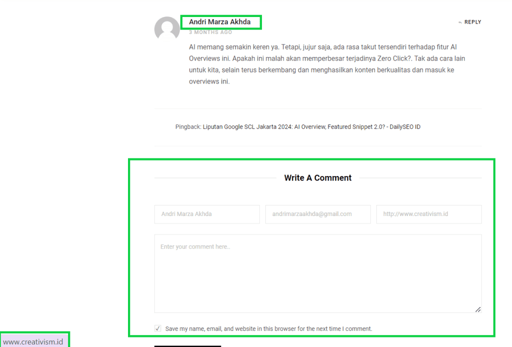 Sumber Backlink dari Kolom Komentar