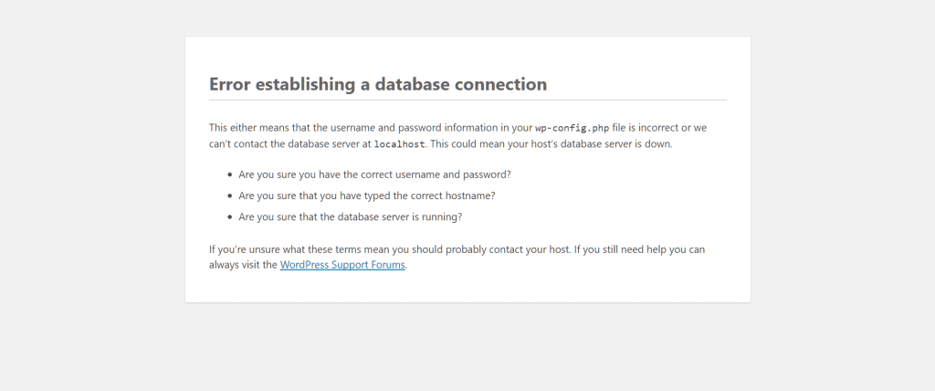 Error Establishing a Database Connection
