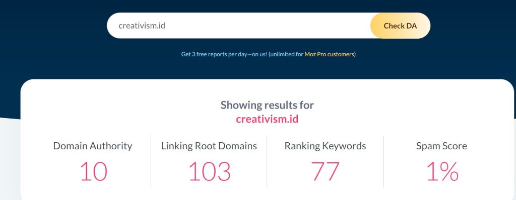 Cek Domain Authority di Moz