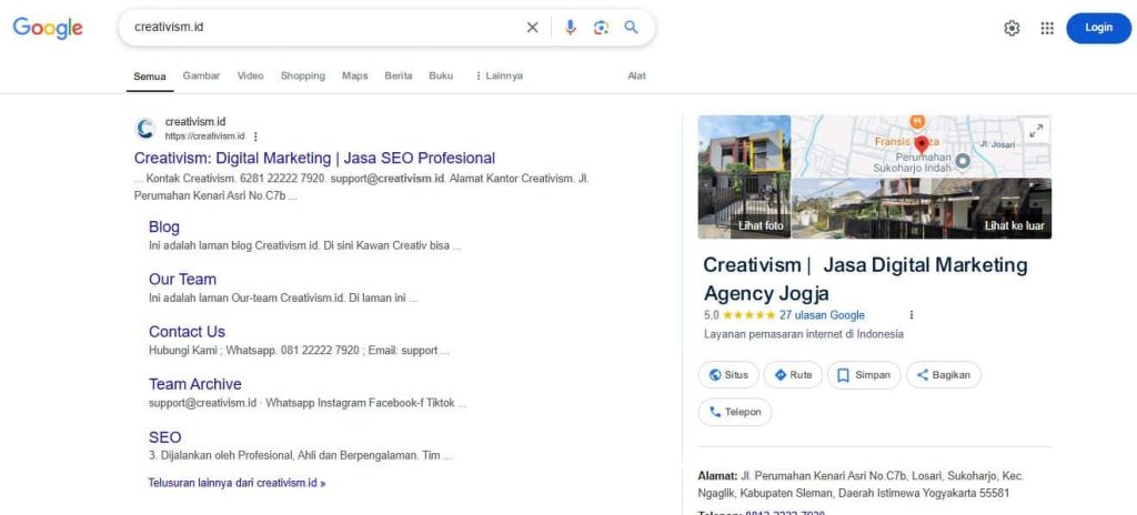 Contoh Sitelink Pada SERP