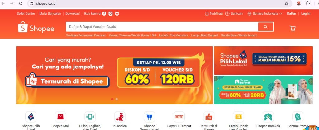 Website Shopee Indonesia