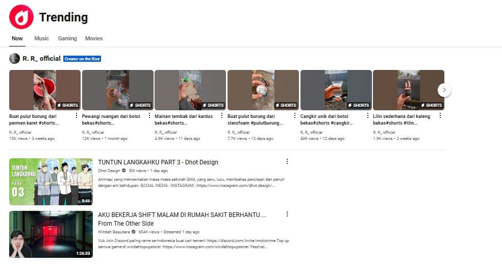 Mencari Informasi Trending di YouTube